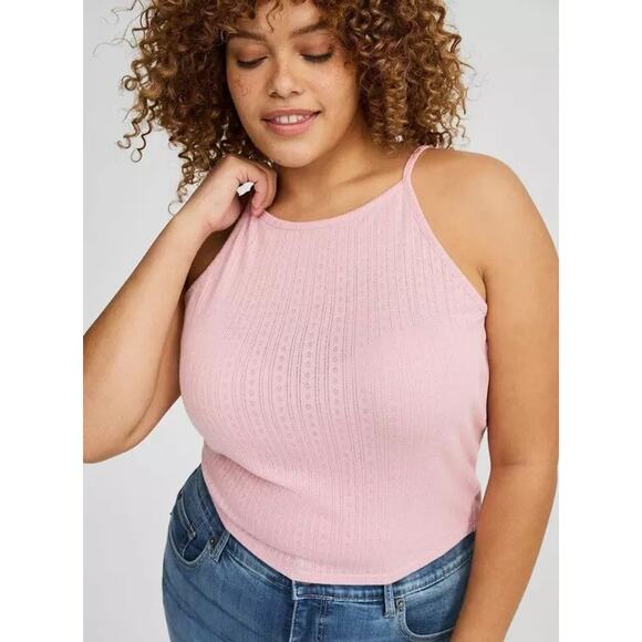 Torrid Pointelle High Neck Crop Top 2X NWT - Picture 1 of 10